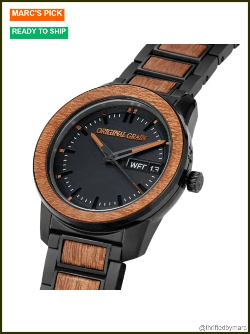 Men's Sapele Black 42mm Analog Watch, Stainless Steel Band, 5ATM